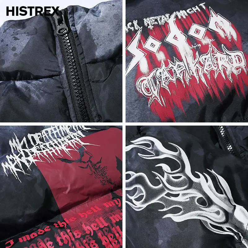 HISTREX Hell Gothic Dark Style Men Women Parkas Jacket Thicken Vintage Outwear Warm Streetwear Women Oversized Y2K Parka Coats 5