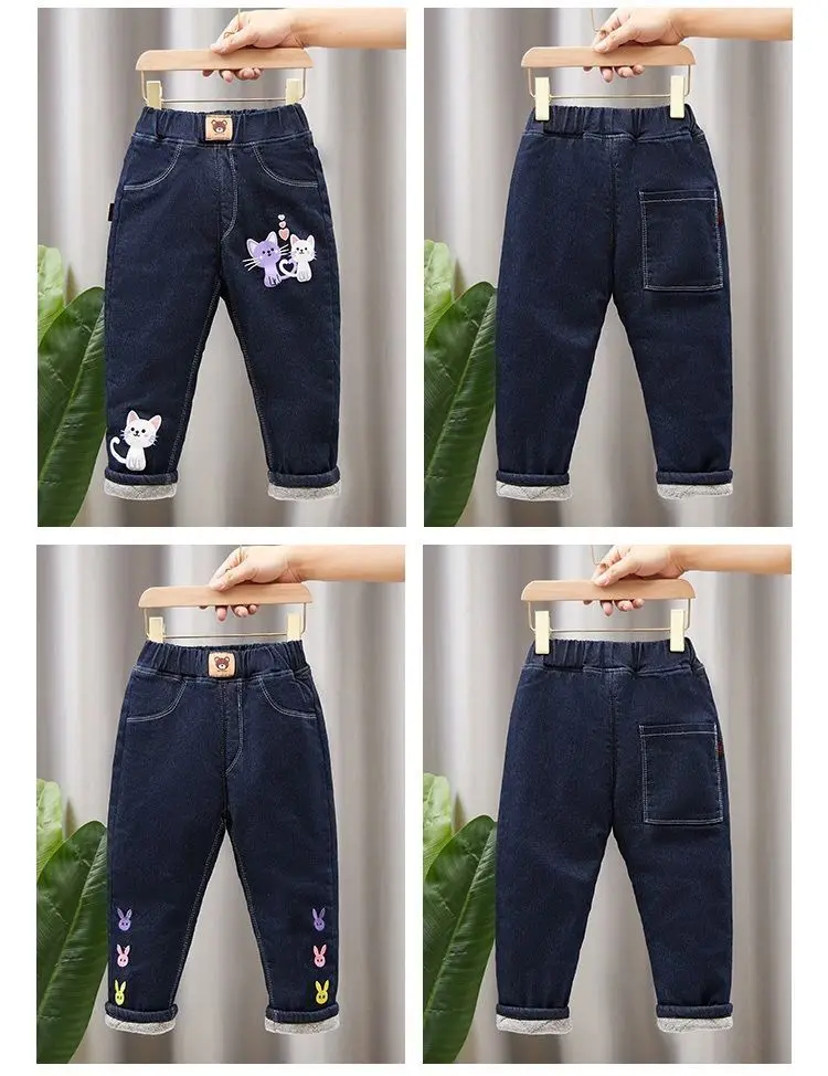 jeans infantil dos desenhos animados, calça casual