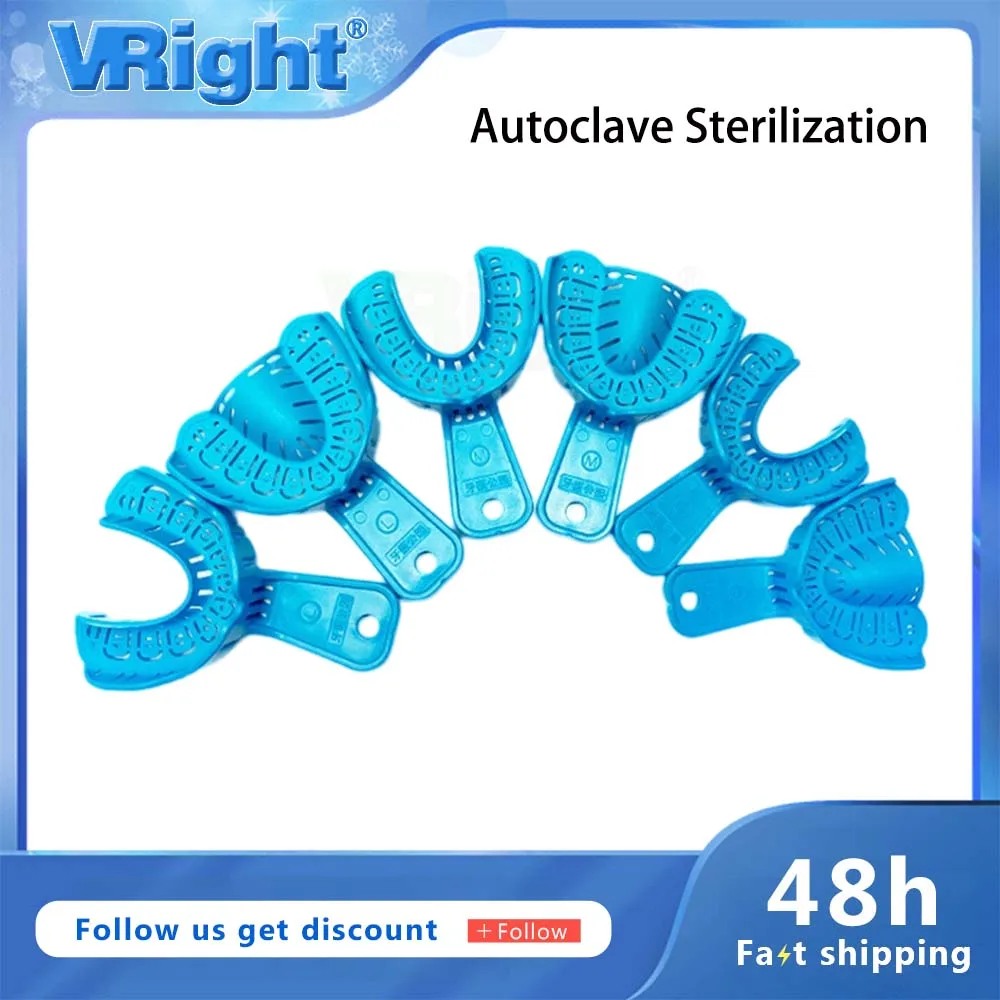 

Dental Implant Tray Blue Plastic Oral Plaster Mold Tray Autoclave Sterilization Easy To Fold Baffle Dentist Tool Material