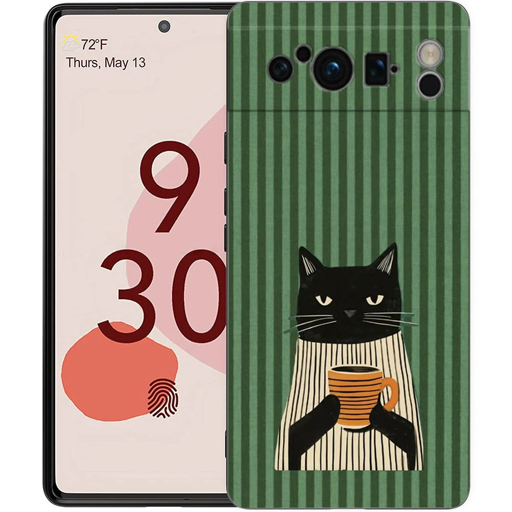 Colorful Striped Art Cat Luxury Phone Case - Black Soft TPU Cover