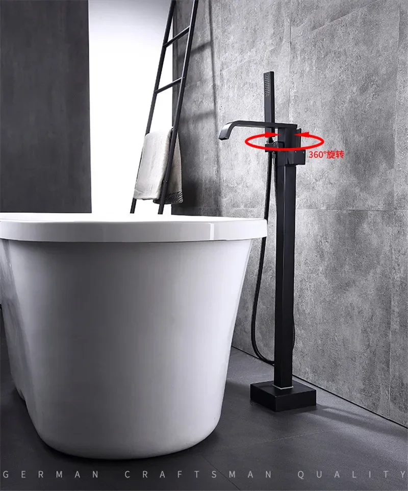 Description Picture 2 of itemBathtub Faucet + Handheld Shower Free Standing Rose Gold  Mixer Taps Floor or Wall Mounted Mixer