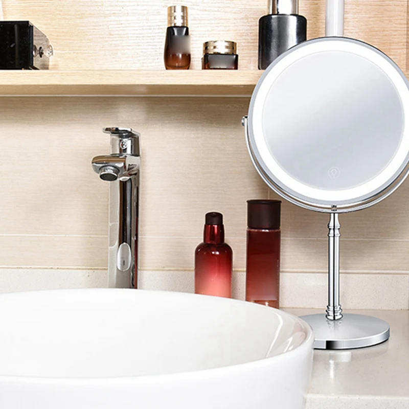 

1Set 10X LED Mirror Rechargeable Make Up Mirror Magnification Cosmetic Mirror 2 Side Brightness With 3 Colors A