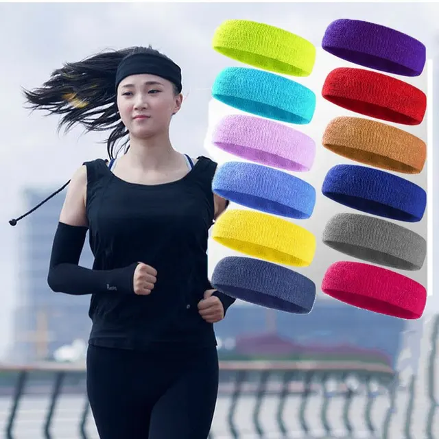 Cotton Men Women Running Headband Sports Head Sweat Bands Badminton Tennis Headband Sweatband Yoga Hair Bands Volleyball Gym