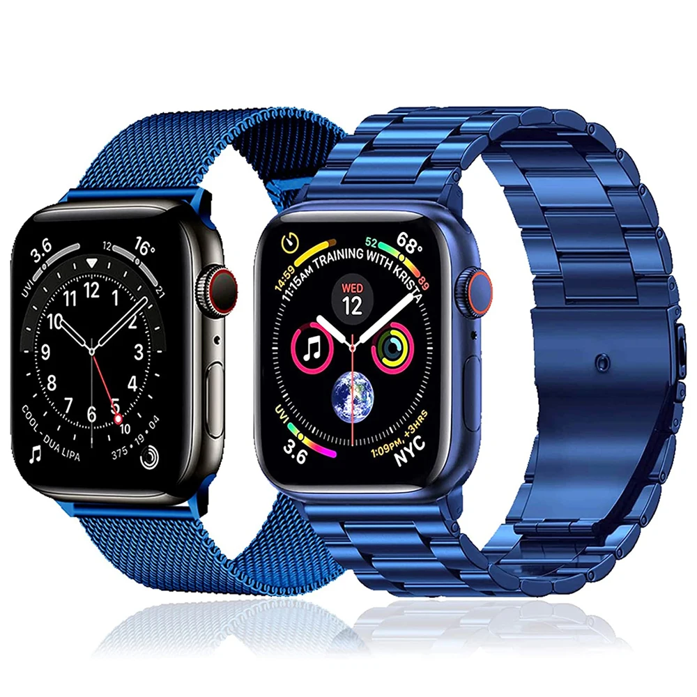 

Ремешок металлический для Apple Watch 2 шт., браслет деловой для iWatch se 7 6 5 4 3 2 1, 45 мм 44 мм 42 мм 41 мм 40 мм 38 мм