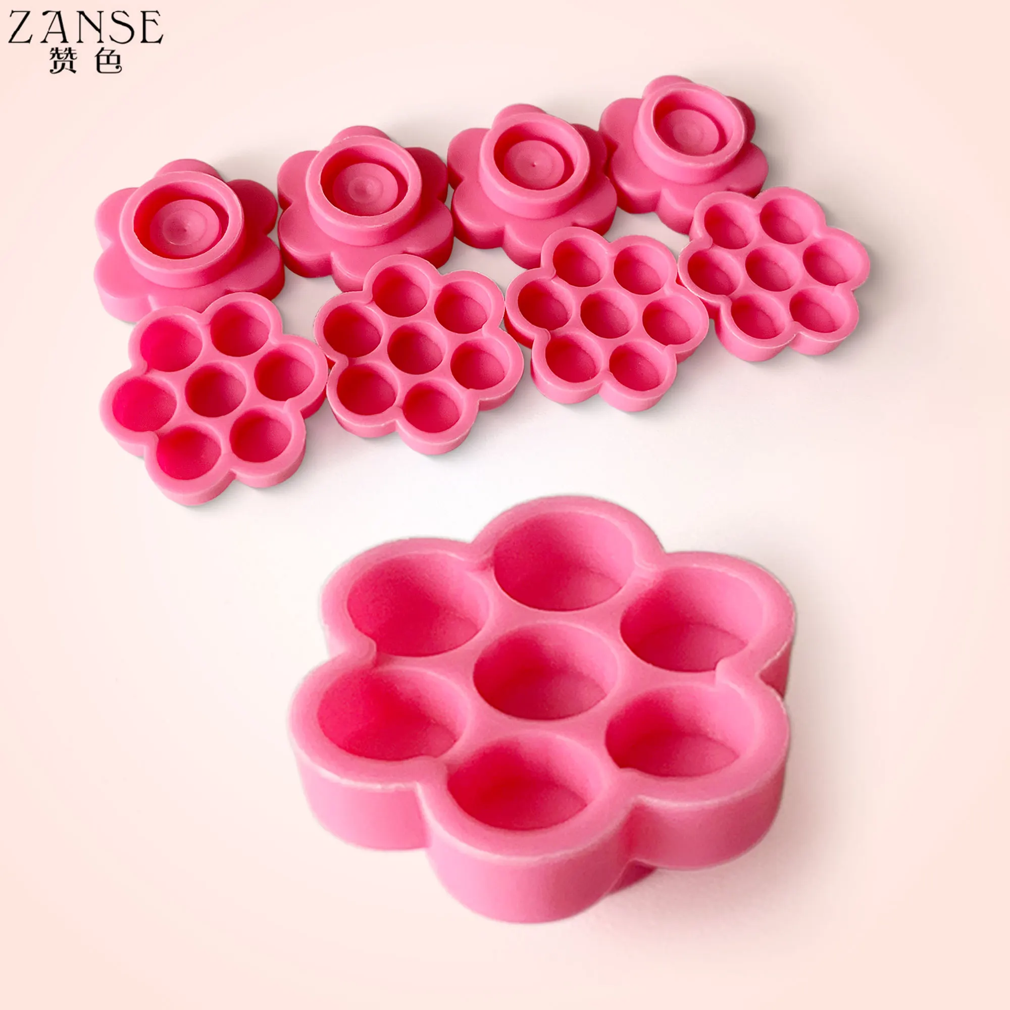 Zanse 1000pcs Eyelash Extension Pink Flower Glue Delay Cup Tattoo Adhesive Pigment Holders Grafting Eye lashes Holding Trays