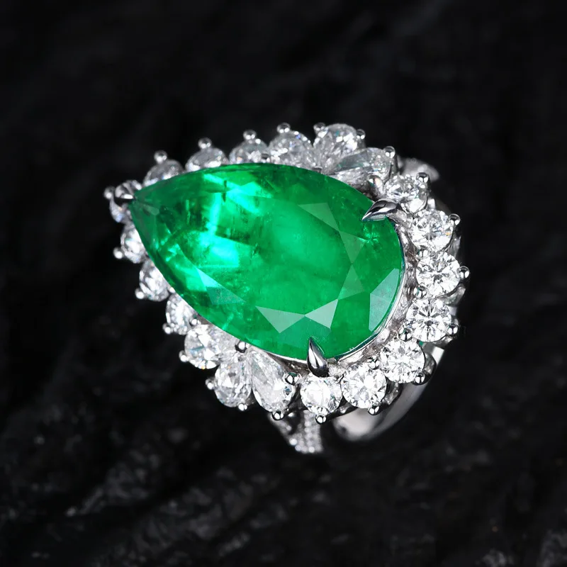 Water Drop Lab Emerald Sapphire Open Ring Silver 925 Banquet Finger Rings Valentine's Day Gifts silver rings,silver ring,emerald gemstone ring,gemstone ring