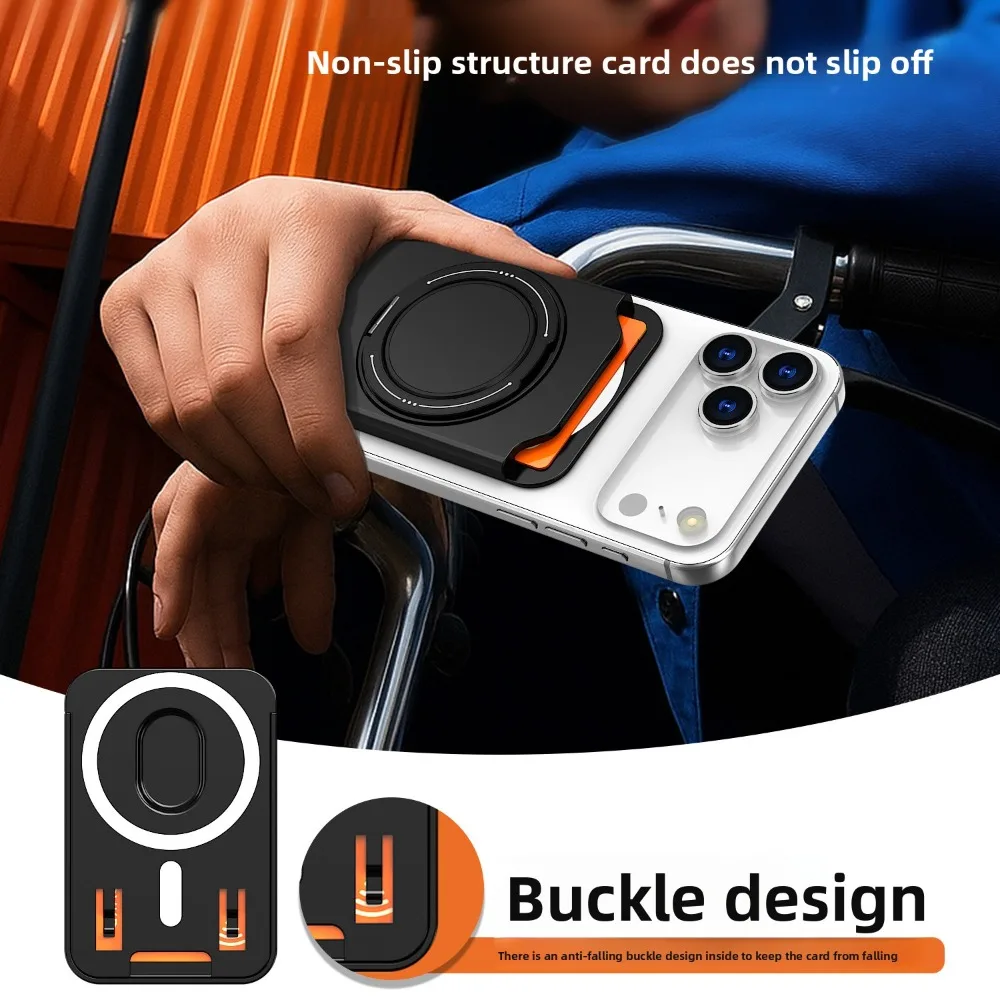 360 Rotating Ring Stand For Magsafe Magnetic Card Holder Wallet Case For iPhone 17 Pro Max 16 15 For Samsung S25 S26 Ultra