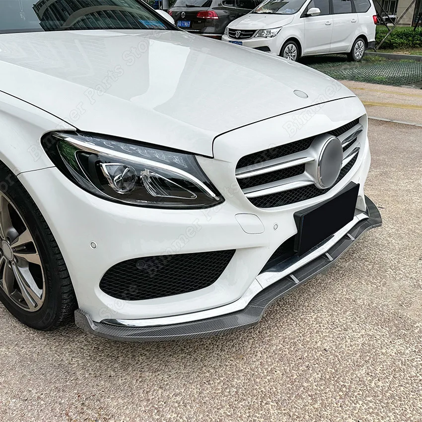 자동차 앞 범퍼 스플리터 스포일러 립 디퓨저 가드 키트, 메르세데스 C 클래스 W205 C180 C200 C260 2015-2018 AMG, 글로스 블랙