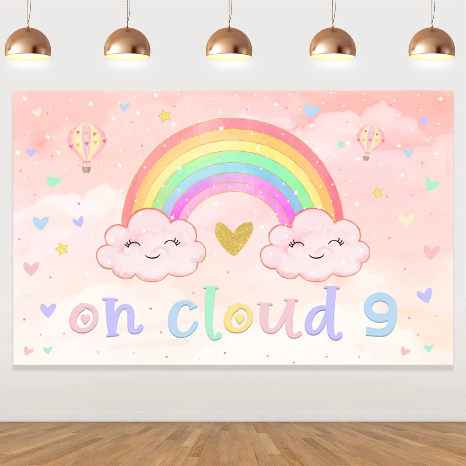 Kit de guirxiété de ballons macarons pastel pour fille, décoration d' anniversaire sur nuage 9, fond arc-en-ciel, fournitures de fête pour neuf  ans - AliExpress