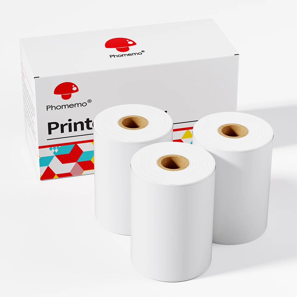 Memoking Thermal Sticker Paper Refill - 3 Rolls (Purple, Rose Red, Orange) For T02/Q02E/M02X Mini Printers