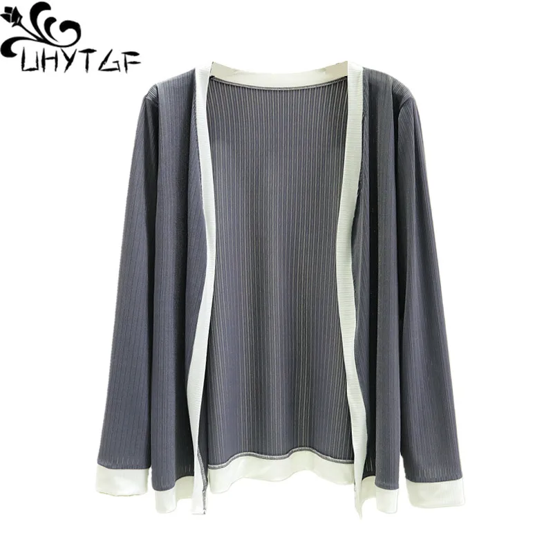 

Кардиган UHYTGF, женская тонкая Солнцезащитная одежда, летнее пальто из вискозы, Женская дышащая шаль с длинным рукавом, Женская куртка 1826