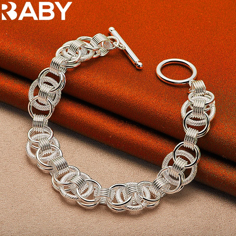 

Hot New 925 Sterling Silver Bracelets For Man Women Diversity Circle Chain Charm Fashion Designer Wedding Party Jewelry Gift