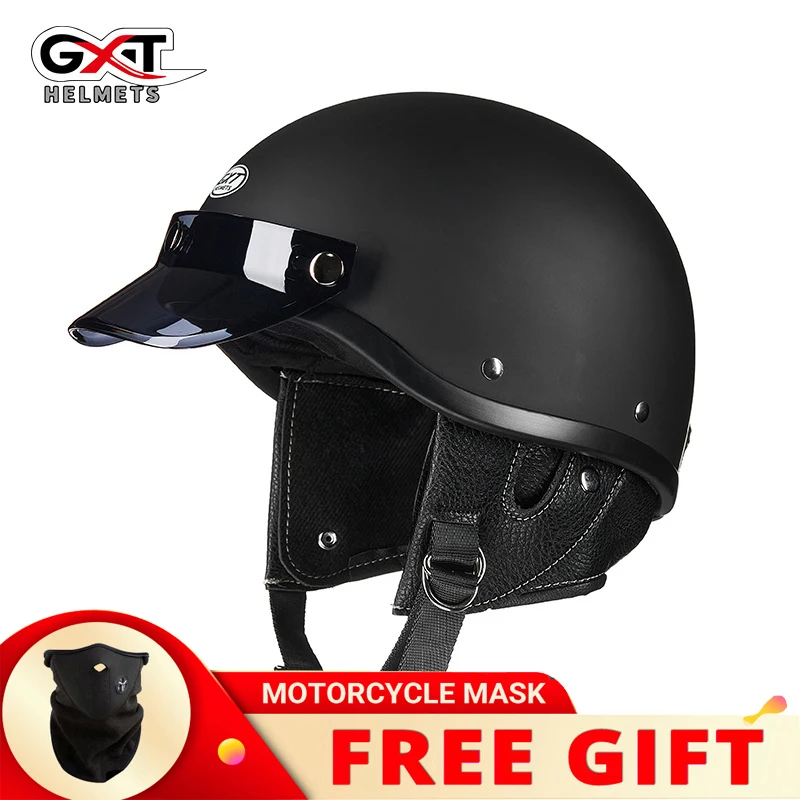 

Genuine GXT Japan Korea Motorcycle Half Face Helmet Vintage Summer Scooter Motorbike Riding Jet Casque Moto Casco DOT Approved