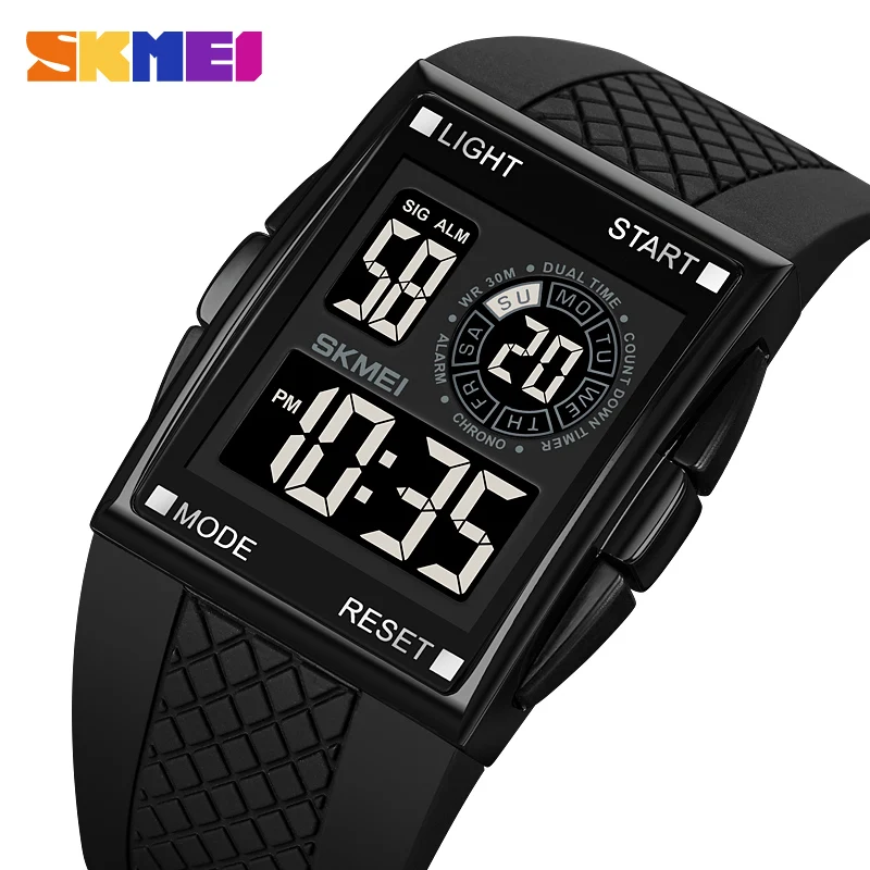Fashion 2Time Digital Watch For Men SKMEI Sports Watches Men's LED Electronic Clock Waterproof Countdown Wristwatch Reloj hombre