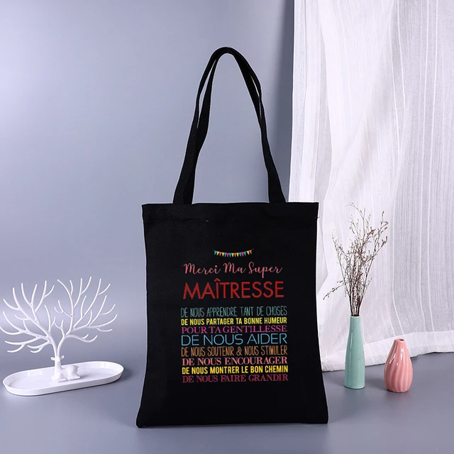 Merci Women Big Canvas Shoulder Bags French Print Eco Friendly