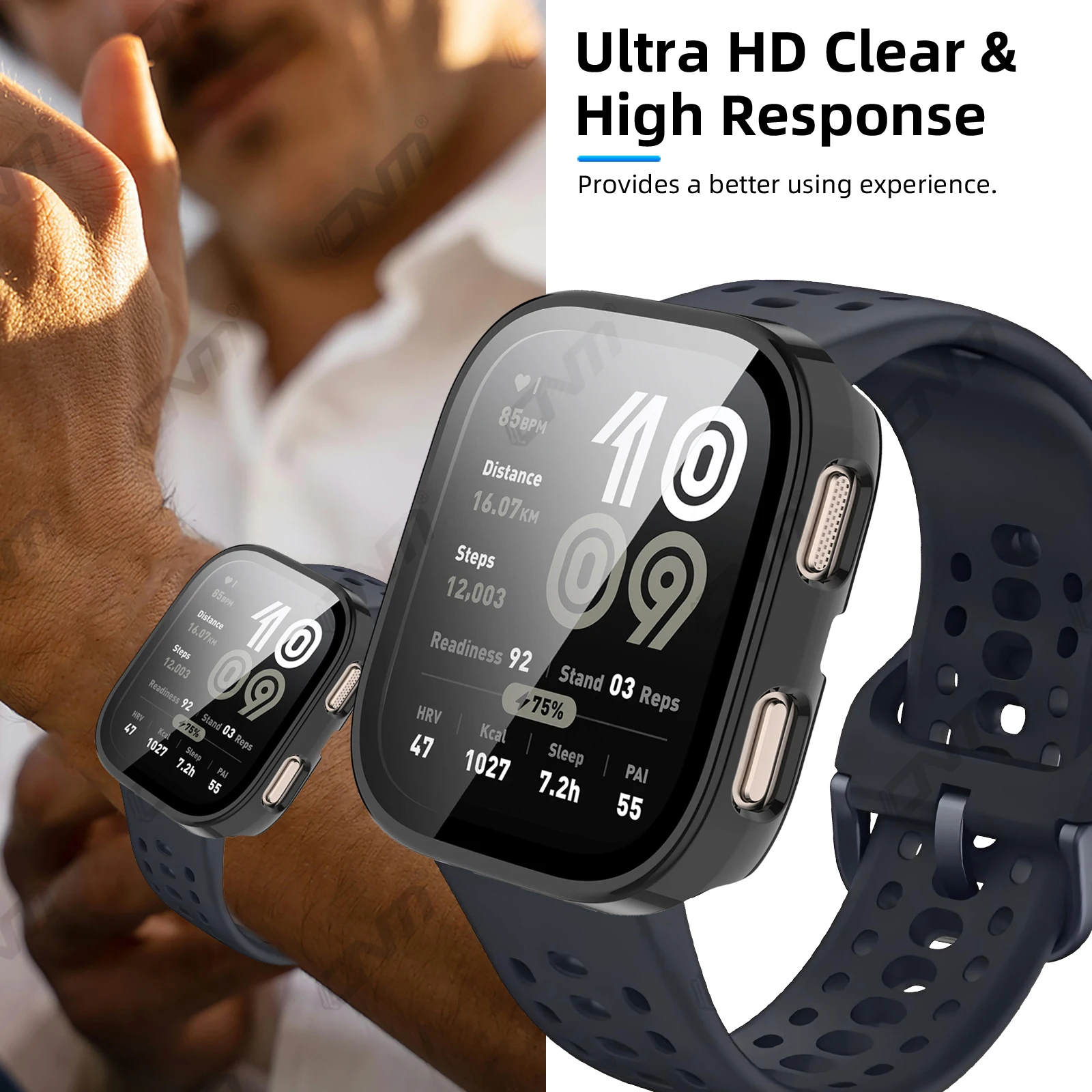 All-Around Hard PC Protective Watch Case with Tempered Glass Screen Protector