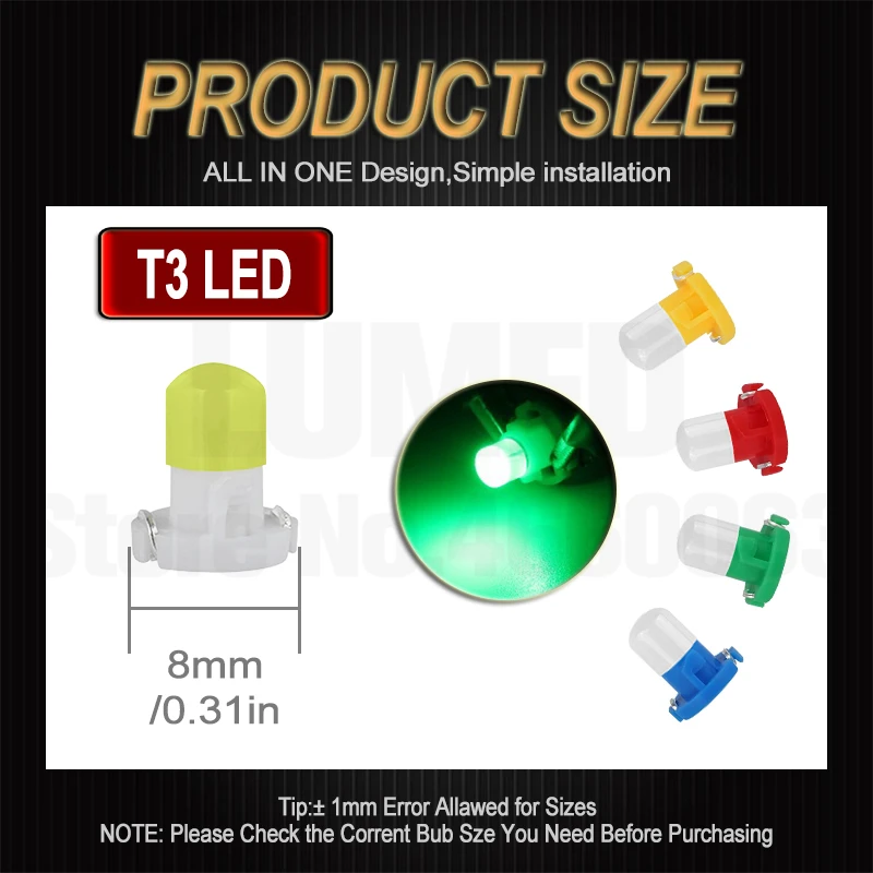 �ڵ��� COB LED ����� ����, ��� ���� ǥ�ñ�, �߾� ���� ����, ���� ����Ʈ, 12V, T3, T4.2, T4.7, 500 ��