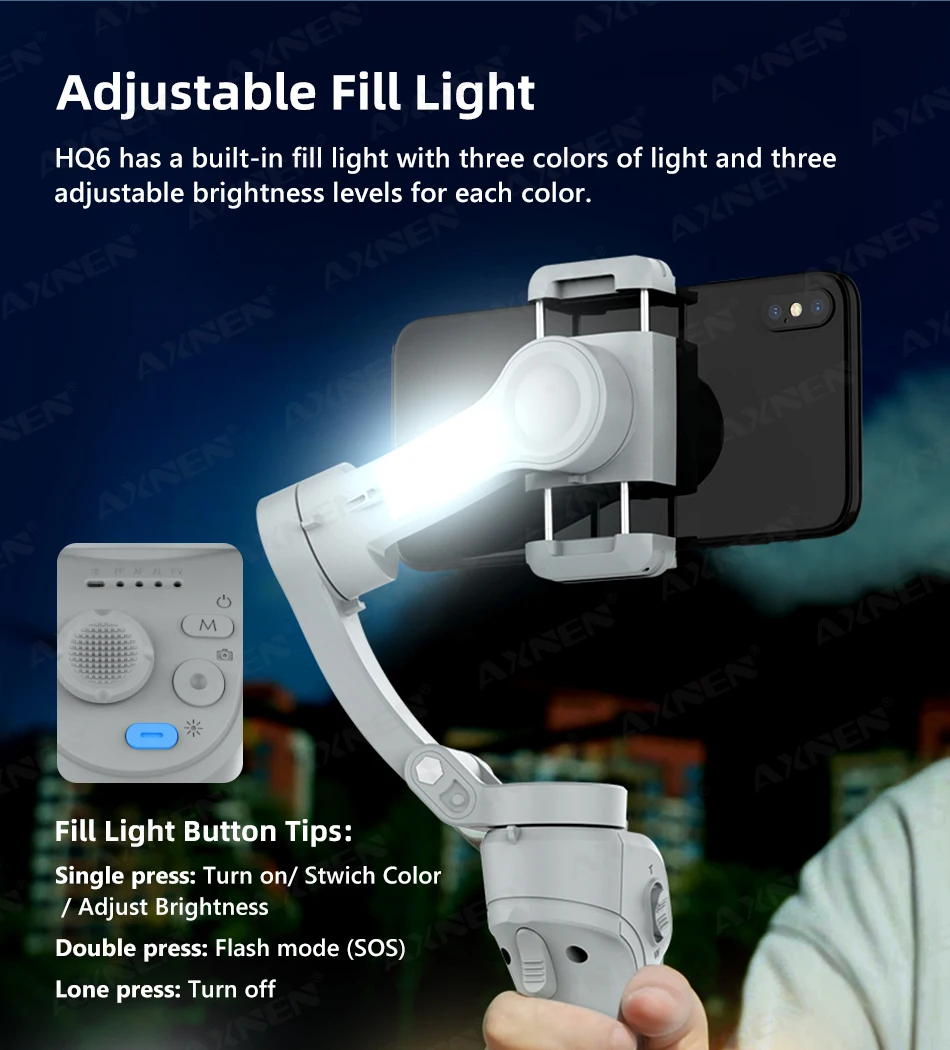 3-axis Gimbal Stabilizer For Smartphone With Fill Light & Tracking_voghion.com