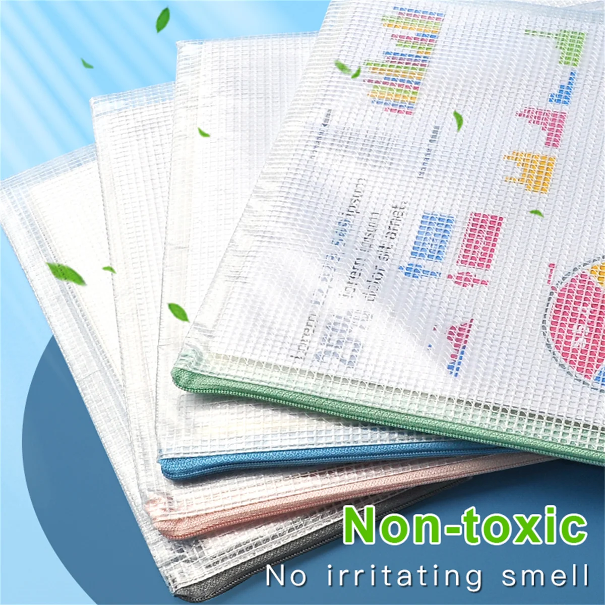 File Storage Bag 5pcs A4 Zippered Waterproof Transparent Study Storage File Data Bag-PE file storage bag