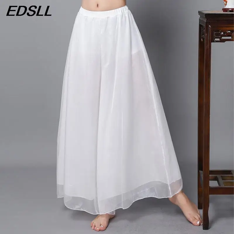 

Женские брюки из газовой ткани, костюм для выступлений, костюм для классических танцев, тренировочные костюмы, женские мягкие широкие брюки