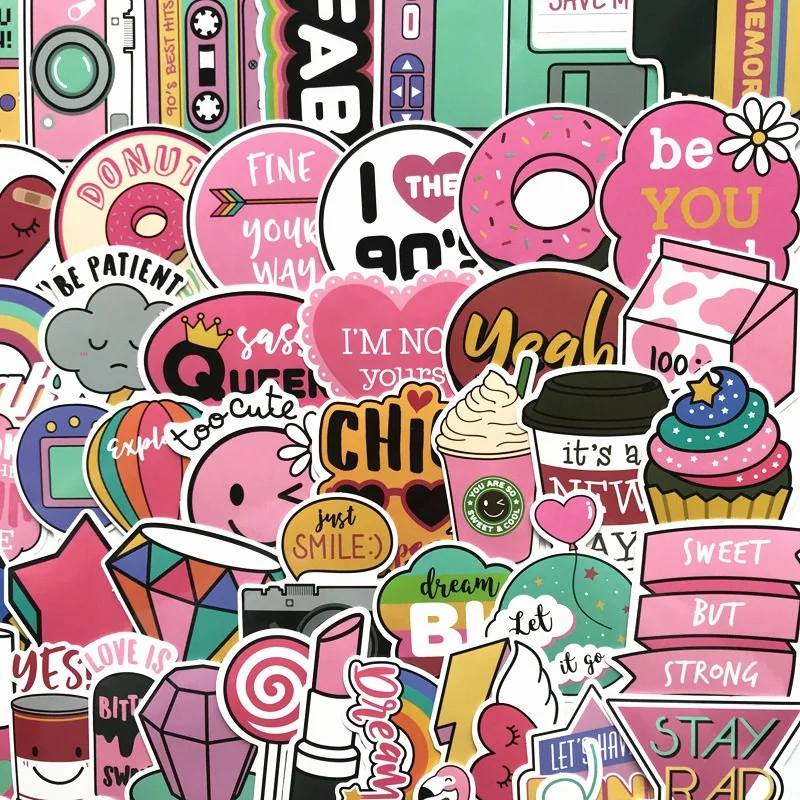 

3Sets=180PCS Cute Cartoon Girl Trolley Case Computer Waterproof PVC Stickers