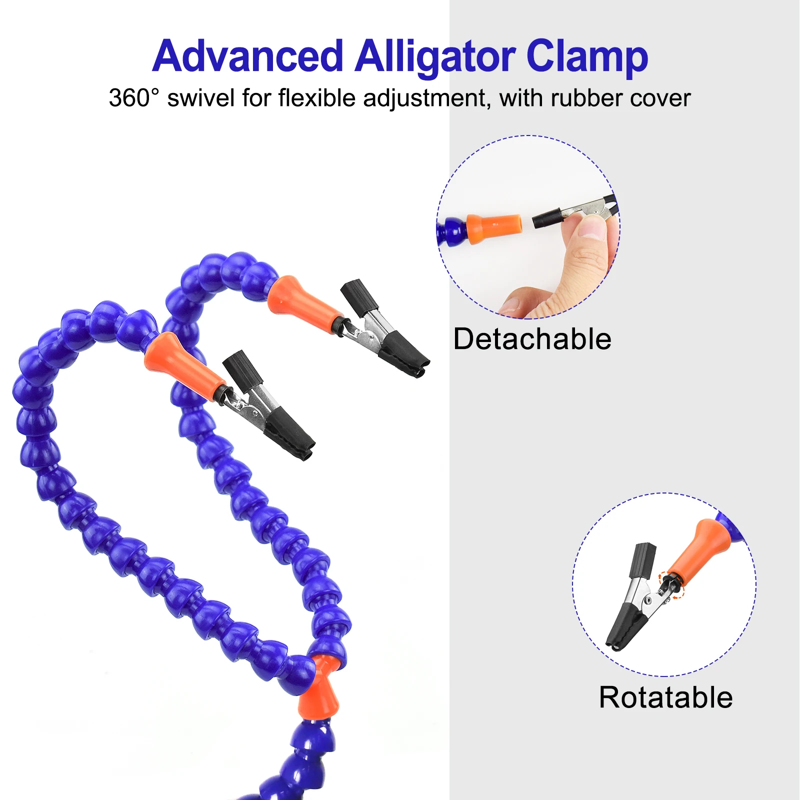 Terza Mano Per Saldatura Con 8 Bracci Flessibili E Morsetti - Supporto Magnetico 360° - Foto 4