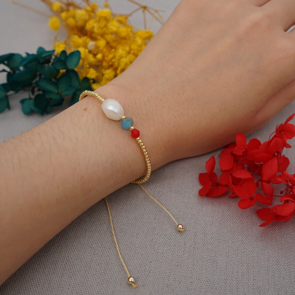 Bracelet Jewelry Go2Boho Freshwater Pearl Bracelet for Women Fashion Charm Braclet Golden Beaded Bracelets Perlas Femme Bijoux