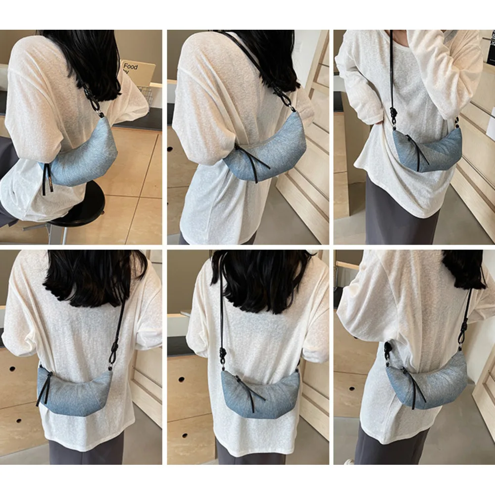 Denim for women's 2024 new fashionable casual shoulder niche trend, super hot crossbody bag, cowhide bag_senzul.com