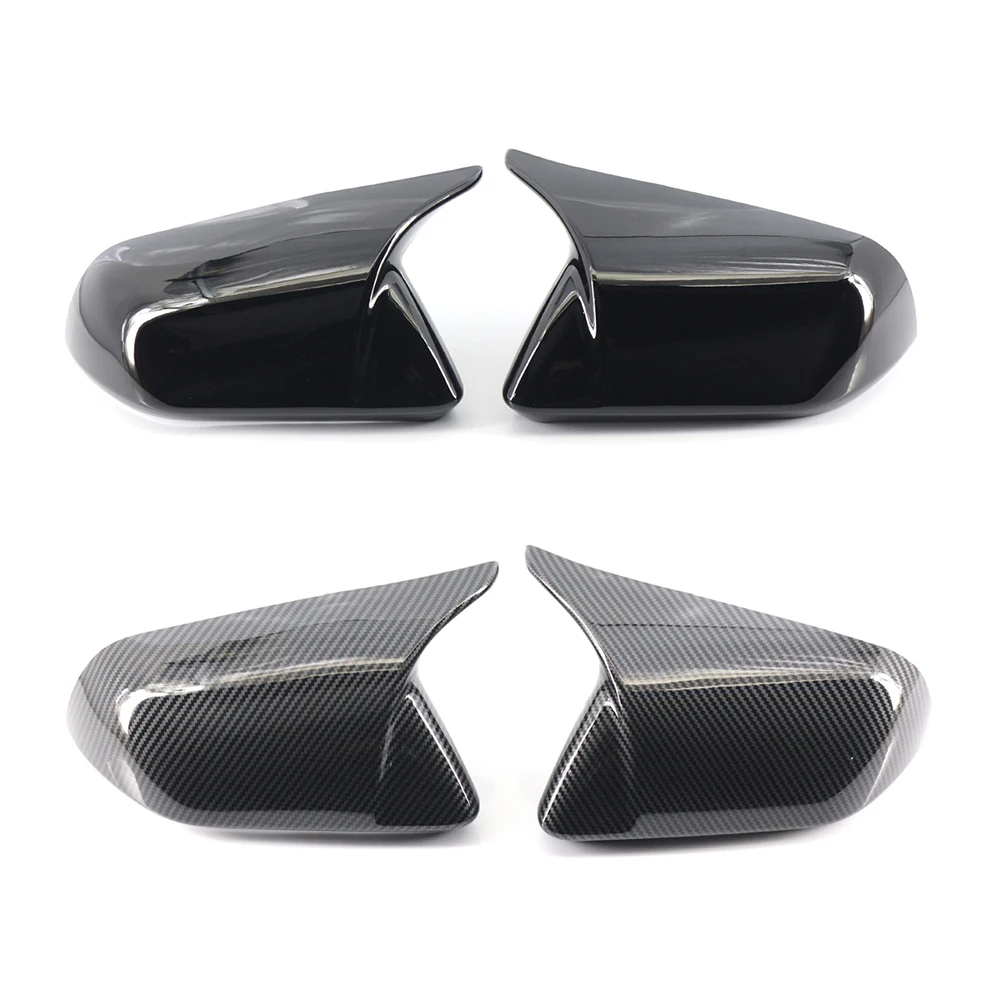 1 paar Glänzend Schwarz Carbon Faser Farbe Rück Seite Spiegel Abdeckung  Kappen für Ford Mustang 2015-2022 Auto Außen zubehör - AliExpress