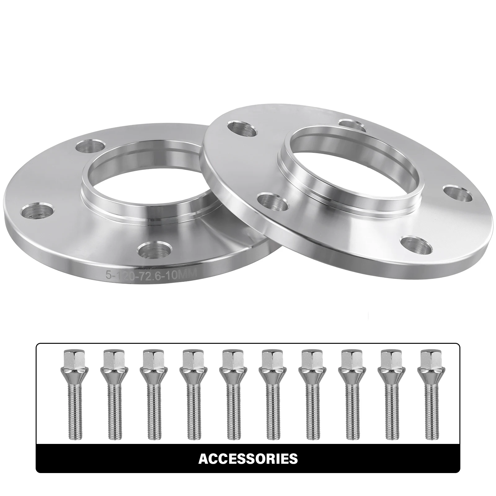 Podofo 2 Stück Aluminium Radnabenzentrische Distanzscheiben 5x120 2x10mm mit M12x1,5x50mm Schrauben für BMW E36 E46 E90 E91 E92 E60 E61 – Detail 9