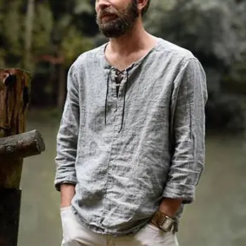 Nuove magliette a maniche lunghe primaverili ed estive per la tendenza del colore solido da uomo europeo e americano caldo