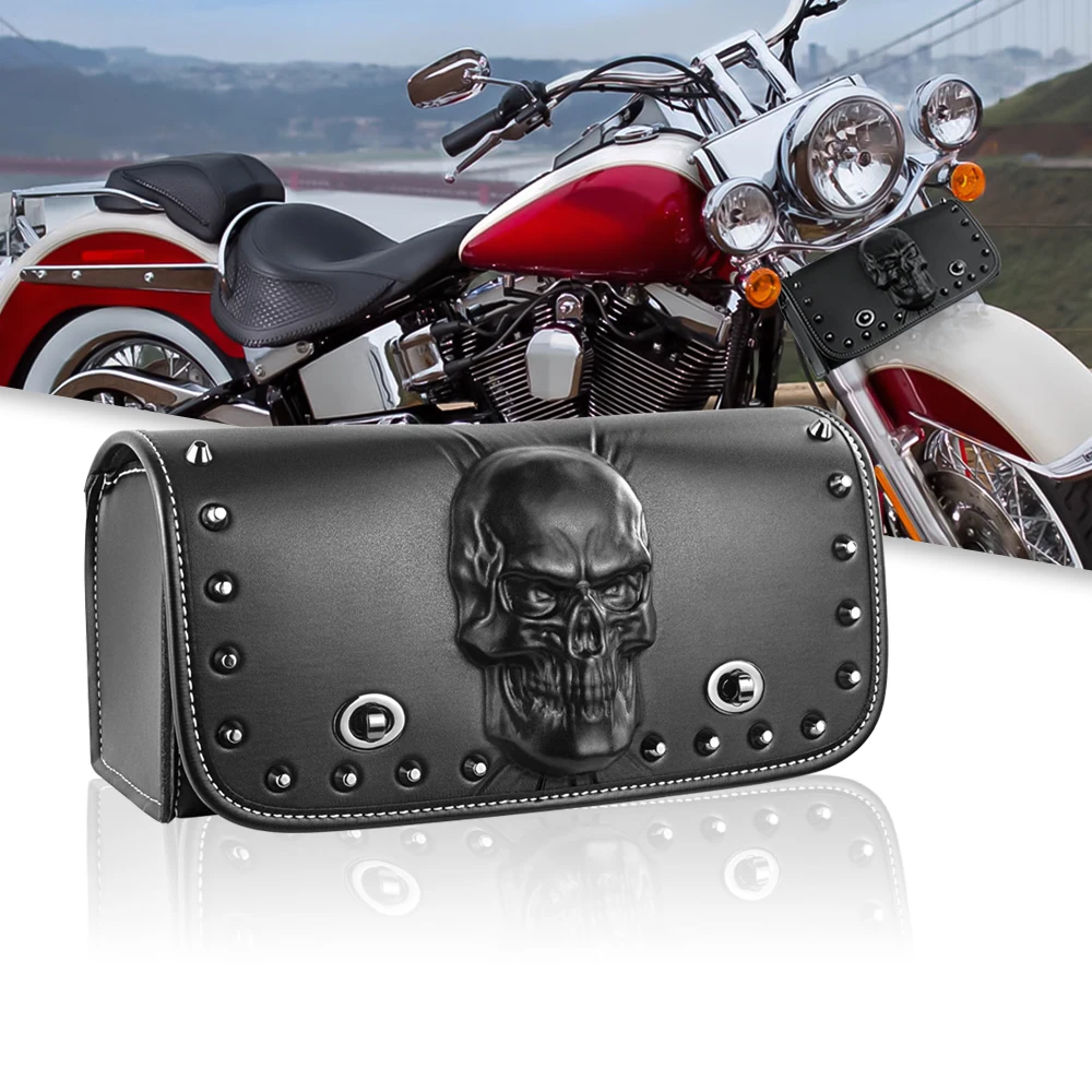 Motorcycle Tool Bag Handlebar Tool Roll Black Tool Organizer Pockets Durable Tool Pouch for Softail Dyna Sportster Bags