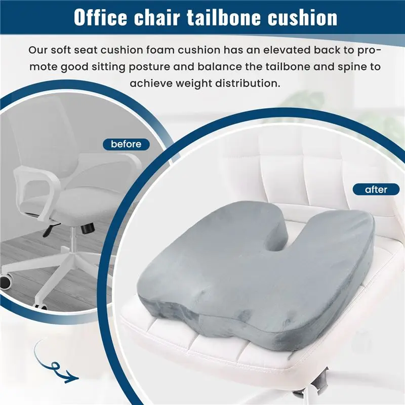N60R-시트 쿠션 프리미엄 정형외과용 꼬리뼈 좌골신경통 쿠션 휠체어 사무실 의자 하부 허리 꼬리뼈 방석 홈용