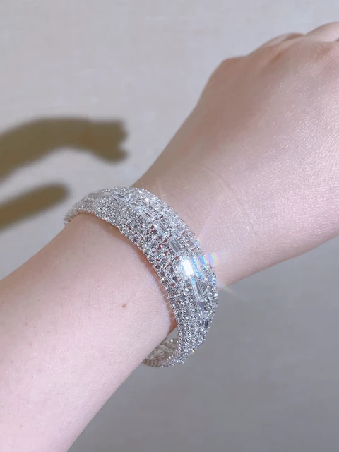 Pulseras Plata Mujer Pulsera De Diamantes De Imitación Plata