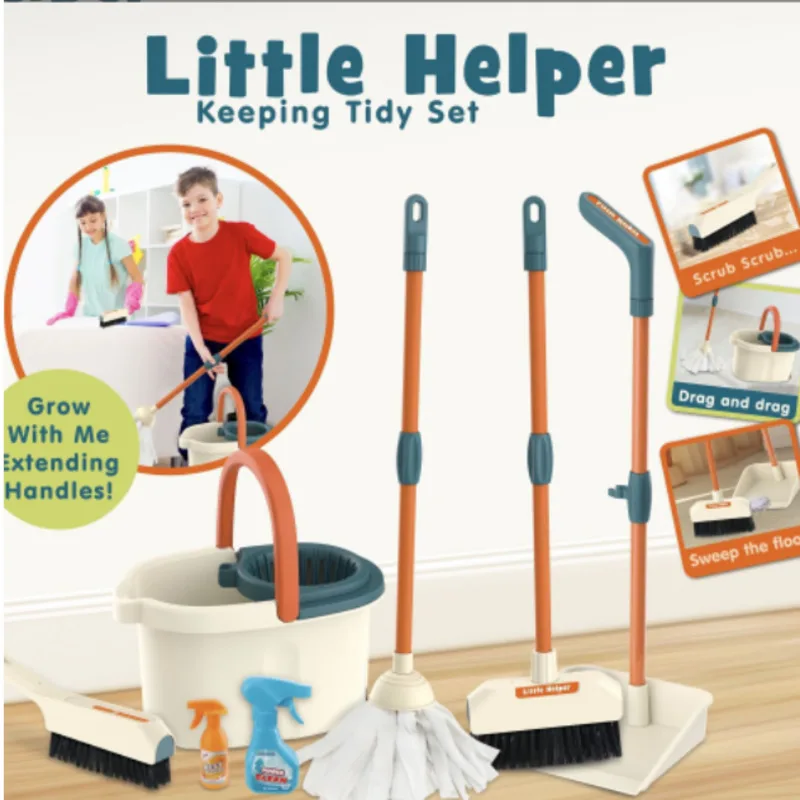 Children's Simulation Cleaning Tools Play House Toys Sweeper Vacuum Cleaner Mop Dustpan Cleaning Tool Set Toy Combination