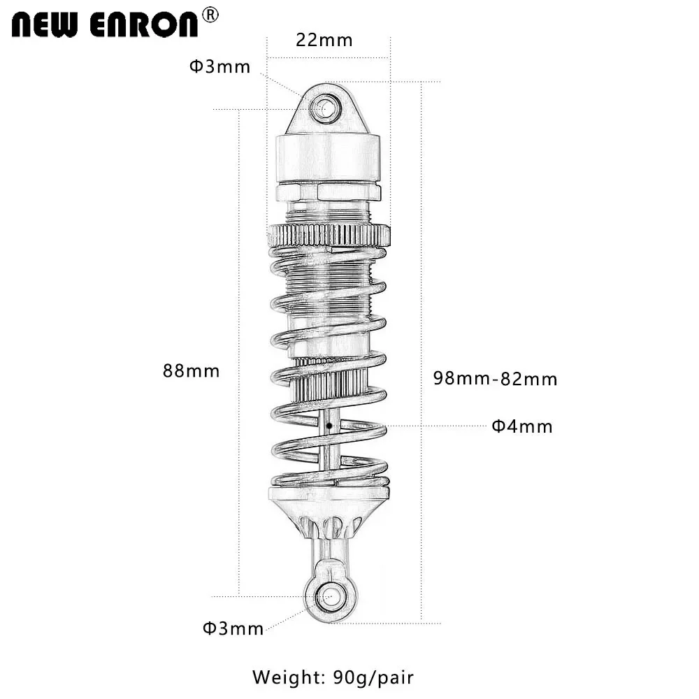 Kit 4 Amortisseurs Aluminium Remplis D'Huile Pour Traxxas 1/16 - Mini E-Revo, Slash, Summit - Avec Ressorts 1.3/1.4/1.5mm