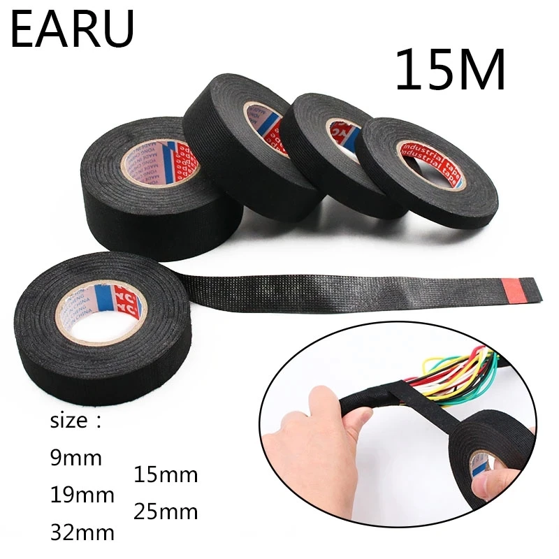 Black 32mm*12m Adhesive Cloth Fabric Tape Cable Looms Wiring Harness IS 
