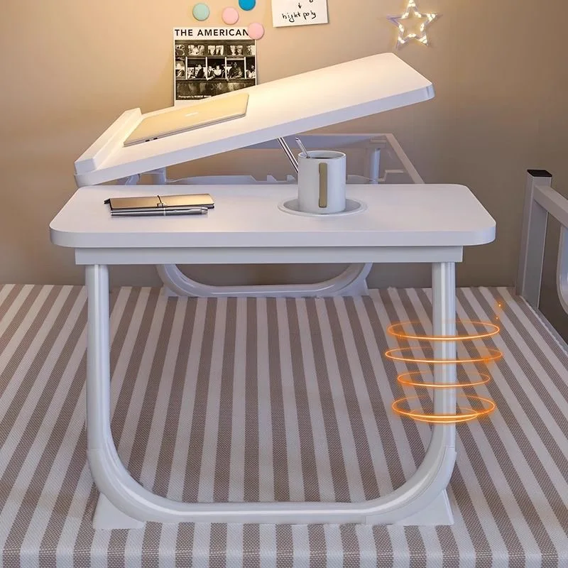 Foldable Computer Desk Bed Laptop Table with Cup Holder Adjustable Angle Learning Desk for Working Read Student Bay Window