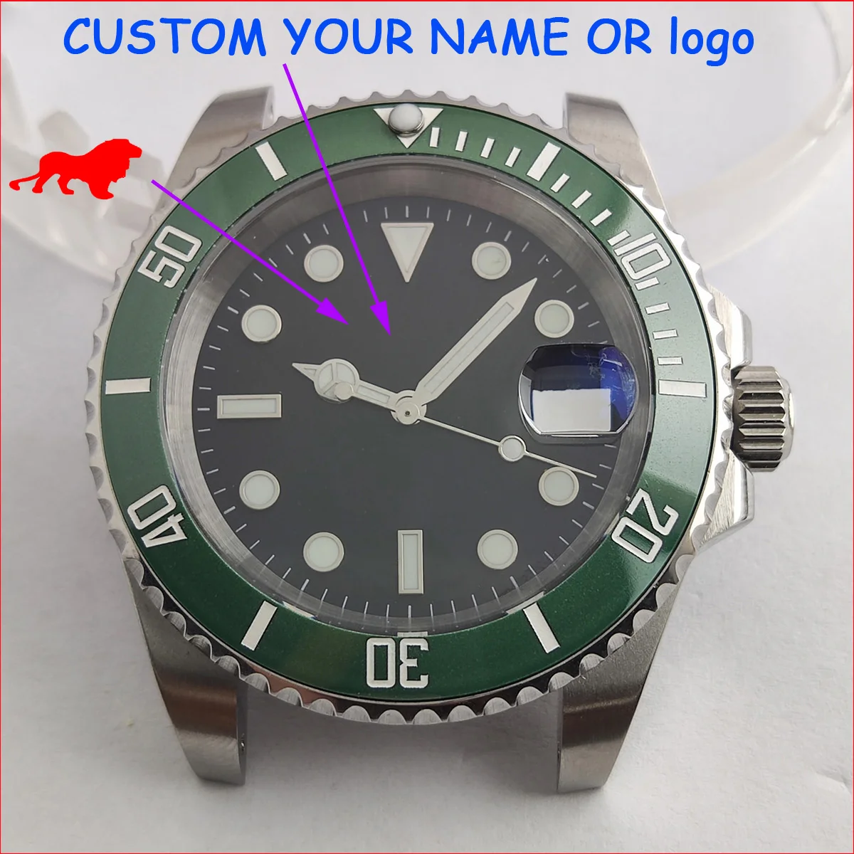 

40mm NH35 Case custom logo Sapphire Glass nh35 Watch case nh36 case Watch dial part l nh35 Movement nh35 dial watch accessories