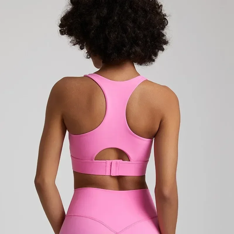 Lemon Round Neck Women Fitness Bra Tights Sport Yoga Tank Top Cutout Buckle Gym High Strength Comprehensive Training Jog