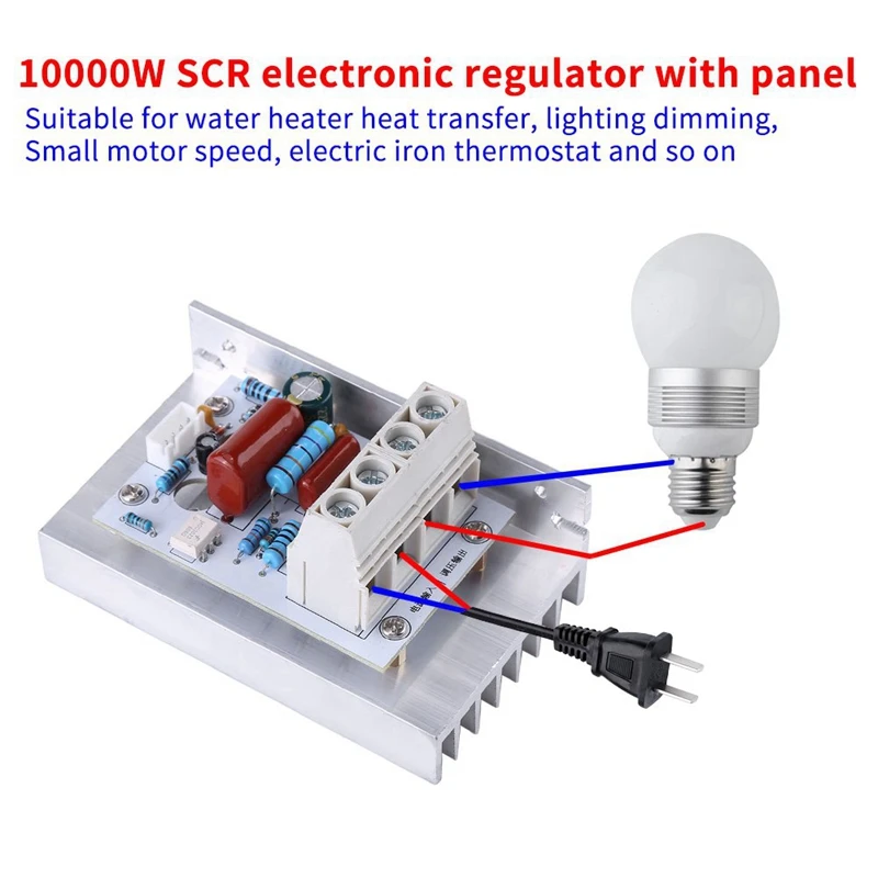 Digital Voltage Regulator Dimmer Switch, 10000W SCR Digital Voltage Regulator Speed Control Dimmer Thermostat AC 220V 80A
