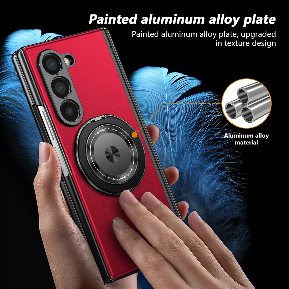 360 Rotating Magnetic Phone Case with Ring Grip and Hinge Protection