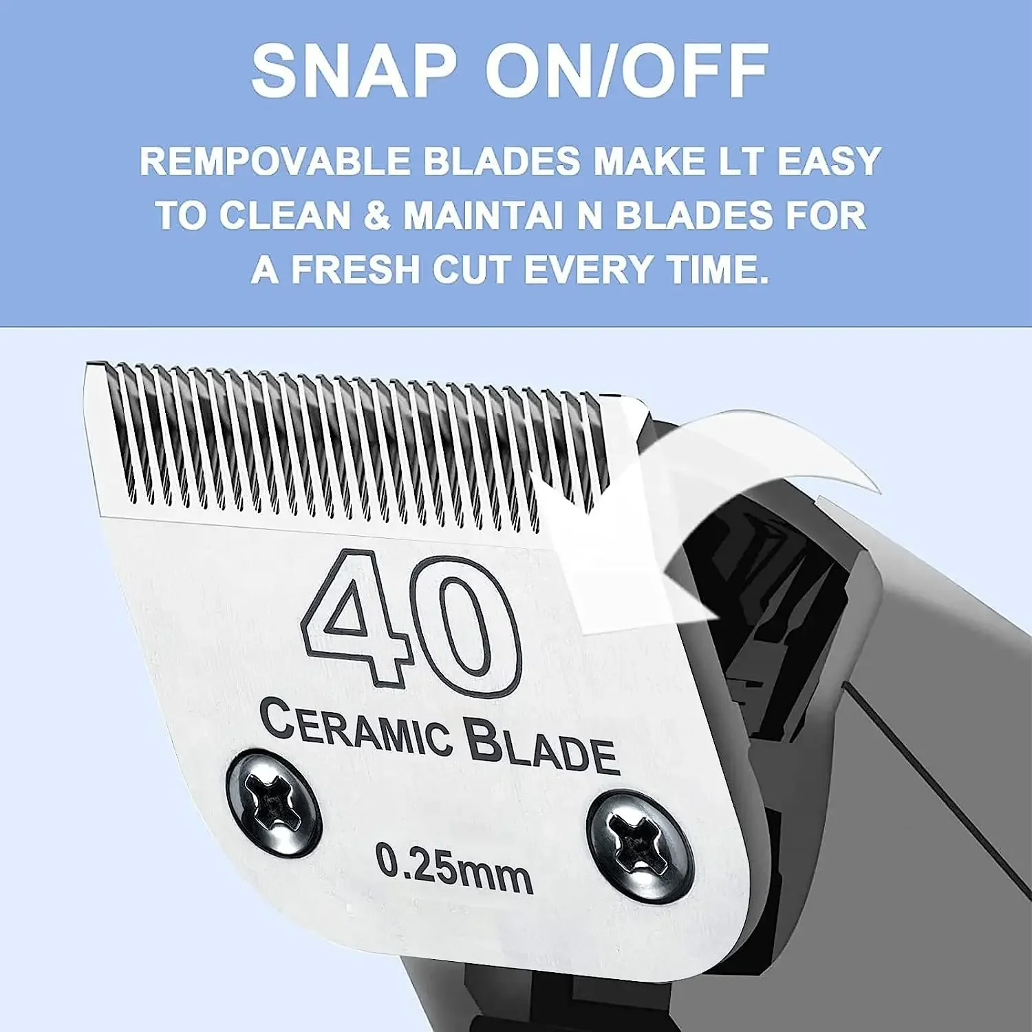 2Pack Detachable Dog Grooming Clipper Replacement Blades Compatible with Andis/Wahl/Oster Dog Pet Clippers, Ceramic Blade