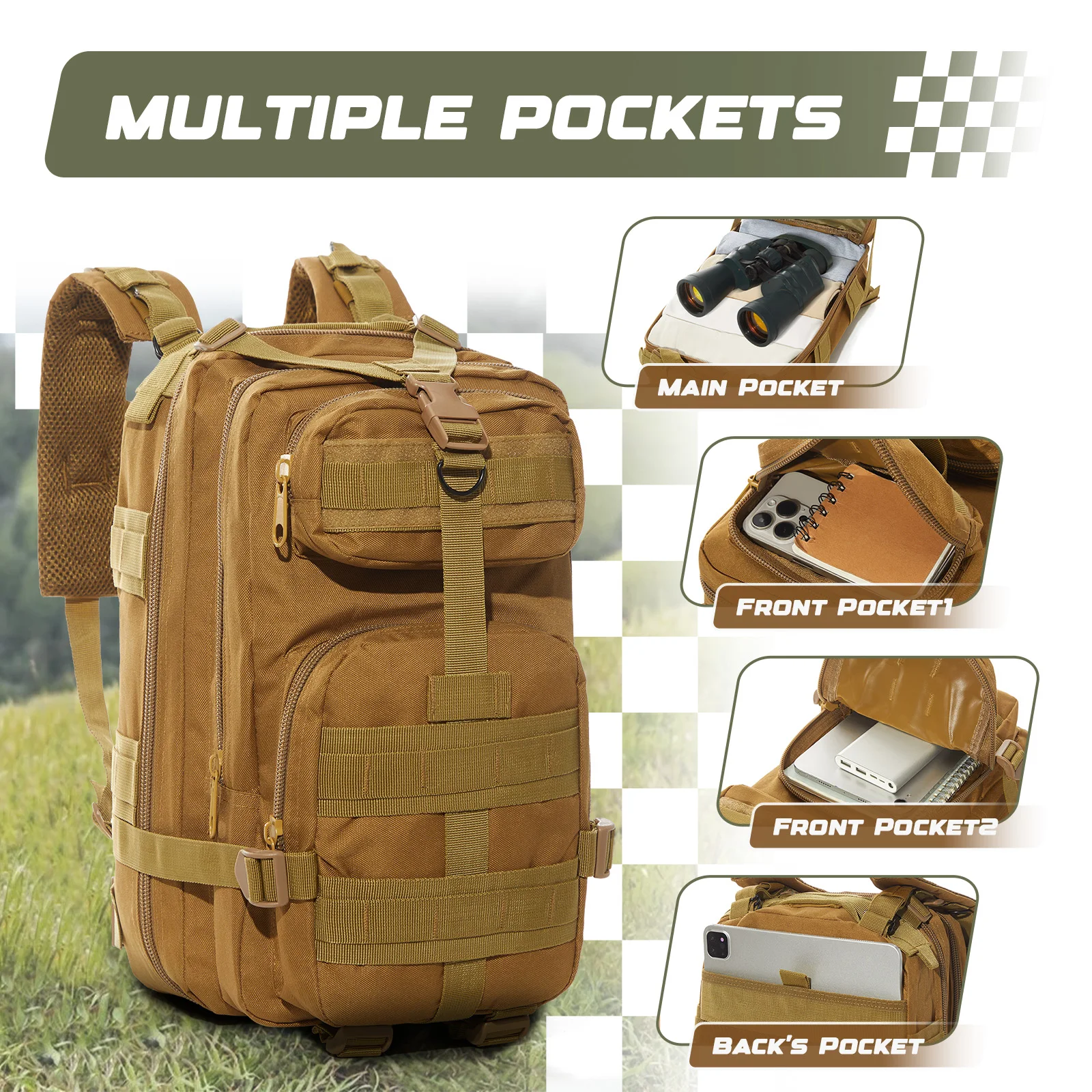 35L Outdoor Hiking Travel Backpack Camping & Climbing Backpack Army Camouflage Military Backpack Outdoor Sport Tactical Backpack