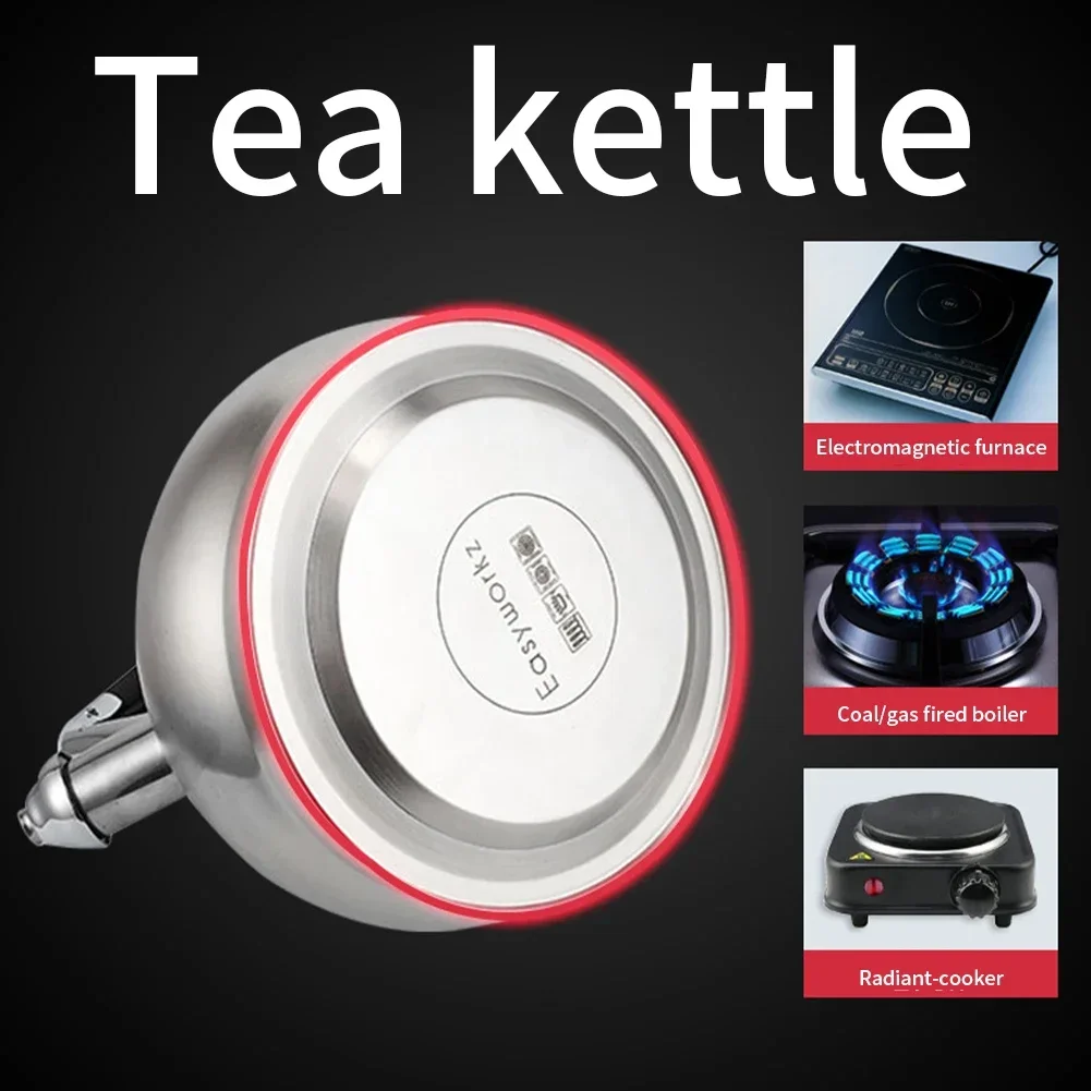 304 Stainless Steel Loud Whistling Hot Water Kettle Induction Cooker Home Camping Boiling Coffee Tea Kettle Stove Top Teapot