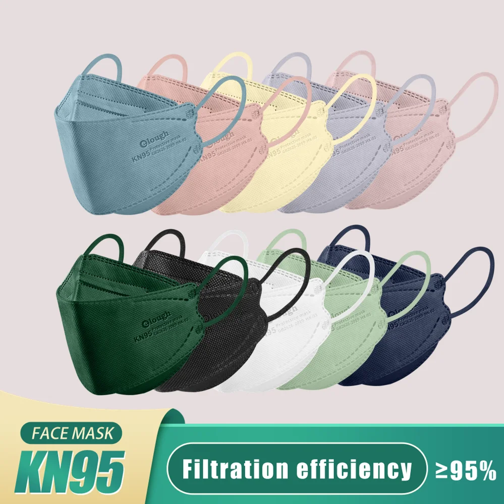 Elough KN95 Masks Adult Fish Mask FFP2 mascarilla FPP2 homologada Spain 4 Layers KN 95 Face Mask