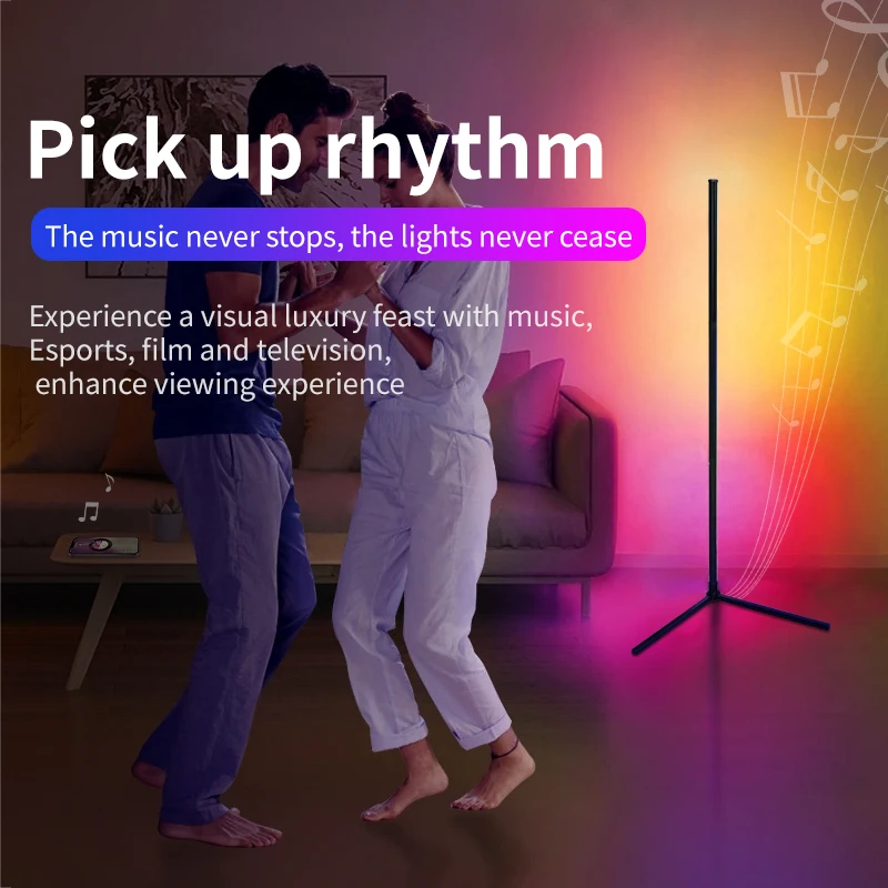 LED Floor Lamp 155CM RGB Music Sync 16 Million Color Changing Standing Mood Light For Bedroom Living Room