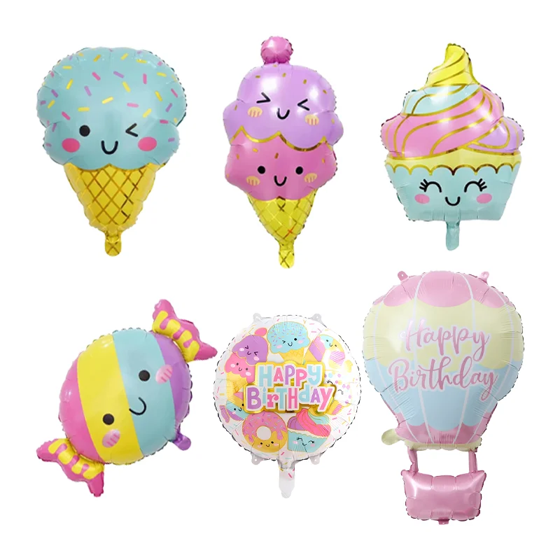Eiscreme Süßigkeiten Dessert Cartoon Folienballons Geburtstagsparty Candy Bar Lebensmittel-Thema Dekoration Heliumballon