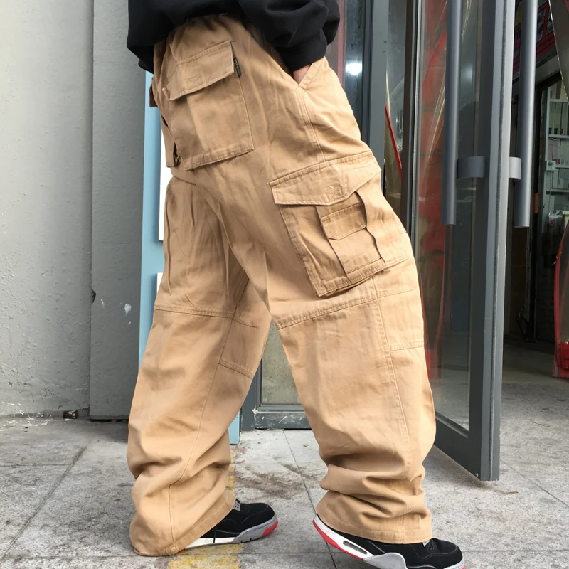 150kg Plus Size Fat Men's Work Cargo Pants Male Loose Multi-pocket Casual Straight Sports Trousers Outdoor Tactical Baggy Pants casual pants hiking pants
