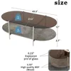 Tempered Glass and MDF Wooden Coffee Table, 2-story Modern Side Table with Storage Space 2